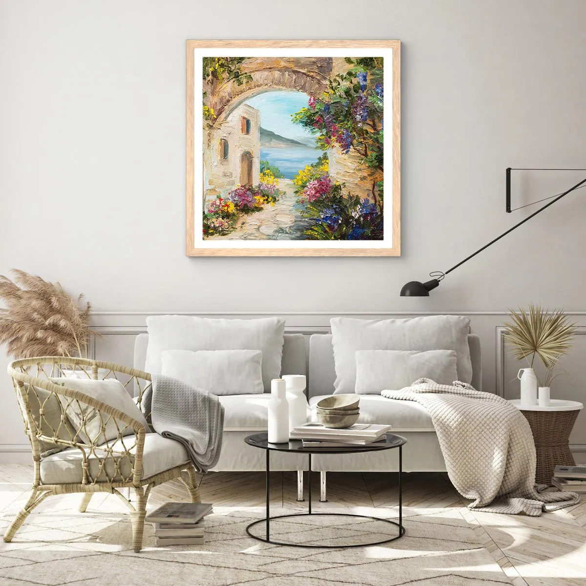 Affiche dans un chêne clair - Poster - Le charme d'une province côtière - 60x60 cm