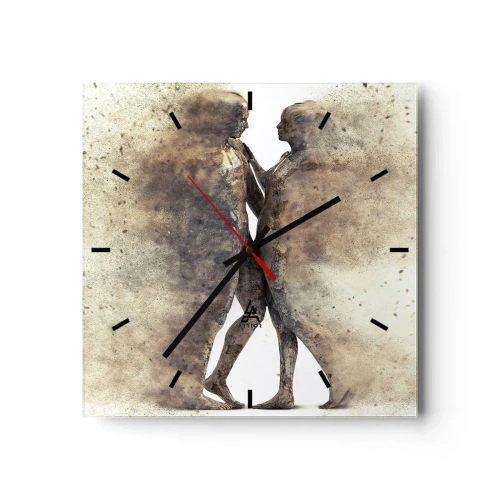 Horloge murale - Pendule murale - Un duo abstrait de silhouettes aux tons sable - 30x30cm - Ils sont sortis de la poussière pour aimer - Décoration murale moderne pour le salon et la chambre ARTTOR