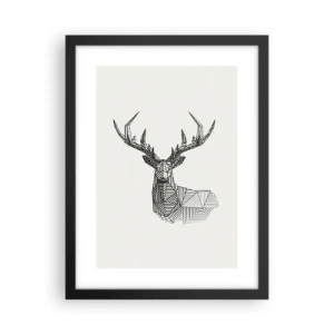 Affiche dans un cadre noir - Poster - Cerf dans un style cubique - 30x40 cm