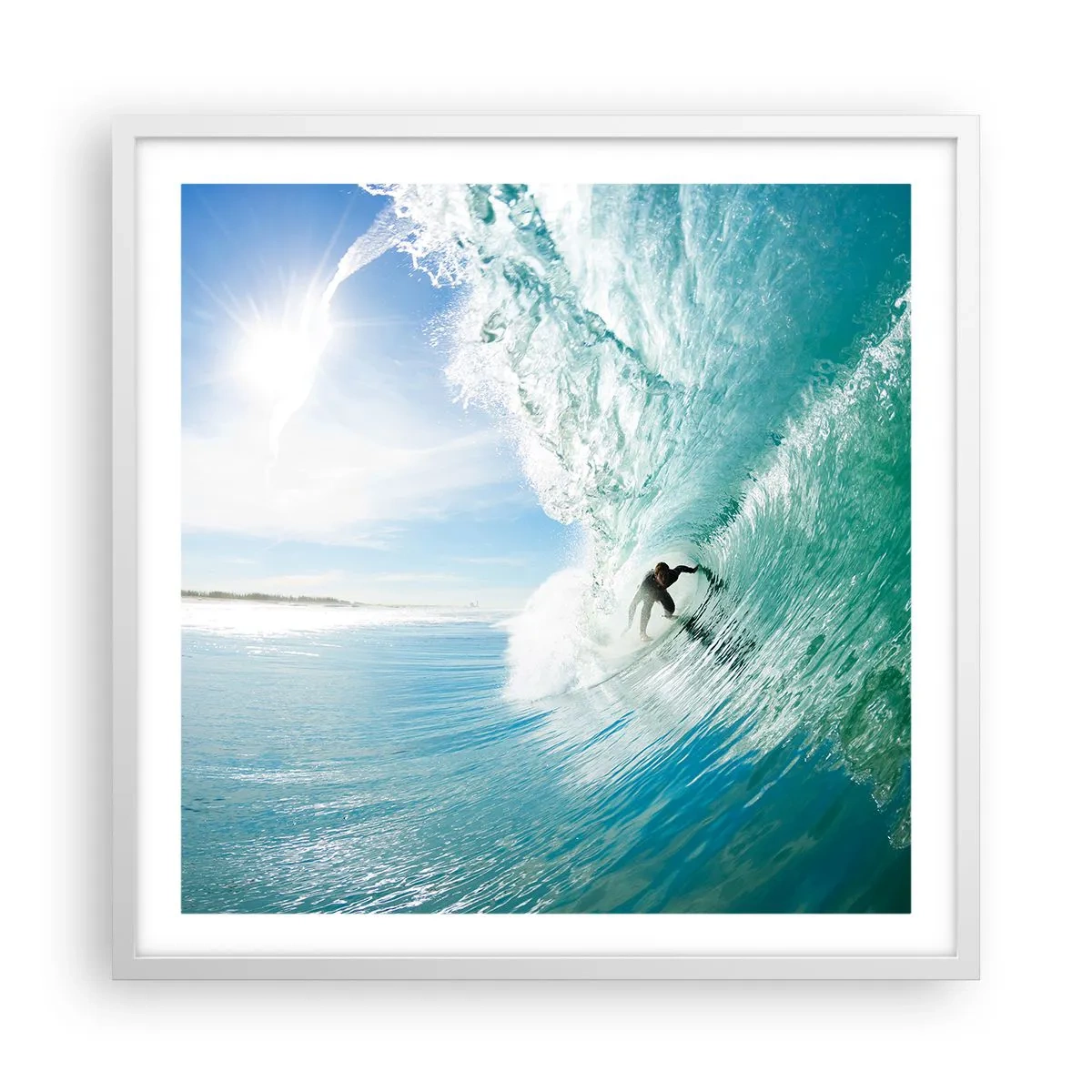 Affiche dans un cadre blanc - Poster - Toujours sur la vague - 60x60 cm