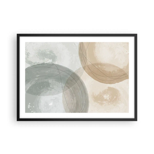 Affiche dans un cadre noir - Poster - Composition abstraite aux couleurs pastel avec des lignes - 70x50cm - Mondes pénétrants - Décoration murale moderne pour le salon et la chambre ARTTOR