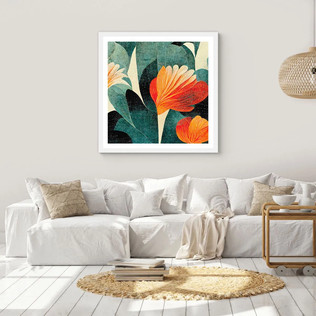 Affiche dans un cadre blanc - Poster - La chaleur des tropiques et la fraîcheur de la verdure - 40x40 cm