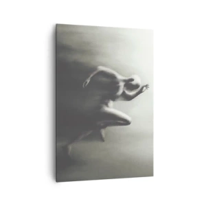 Impression sur toile - Image sur toile - Une silhouette noire et blanche d'une silhouette en train de courir dans un style dynamique et surréaliste. - 70x100cm - Inarrêtable - Décoration murale moderne pour le salon et la chambre ARTTOR