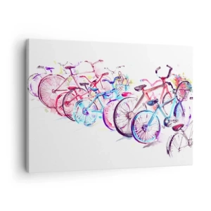 Impression sur toile - Image sur toile - Vélos colorés dans un style aquarelle artistique - 70x50cm - Congrès du club Antymoto - Décoration murale moderne pour le salon et la chambre ARTTOR