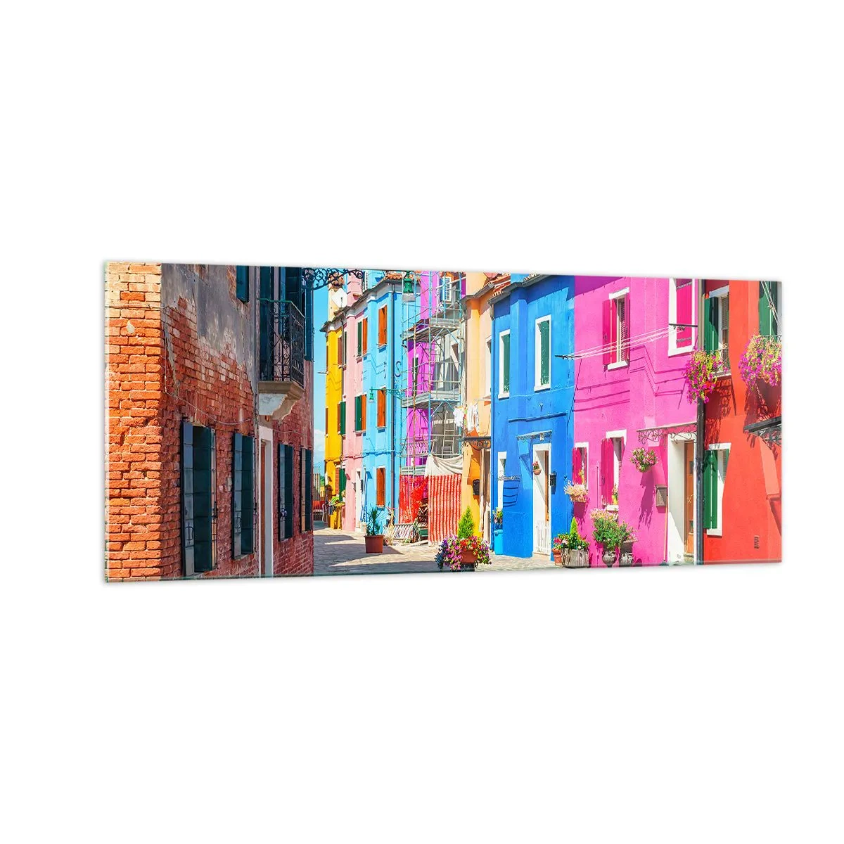 Impression sur verre - Image sur verre - Ville "Sous les perroquets" - 100x40 cm