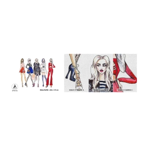 Échantillon de Papier Peint Premium Canvas - Every week Fashion Week - Femme, Mode, Modèle - 100x30 cm