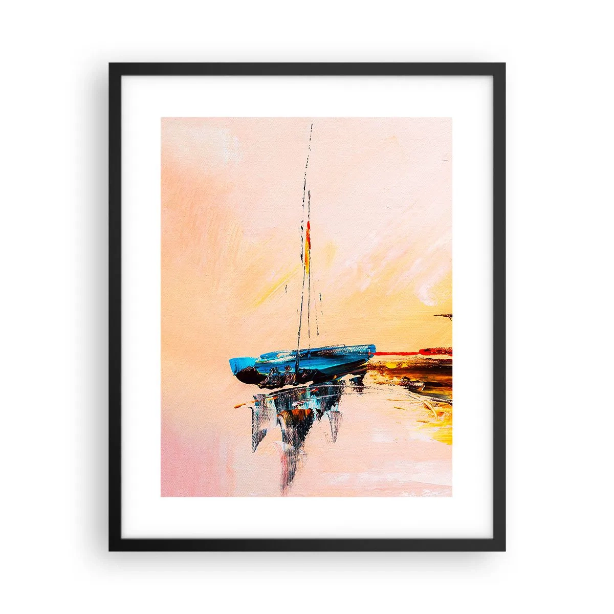 Affiche dans un cadre noir - Poster - Soirée à la marina - 40x50 cm