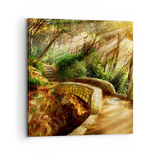 Impression sur toile - Image sur toile - Directement du pont dans une forêt de conte de fées - 70x70 cm