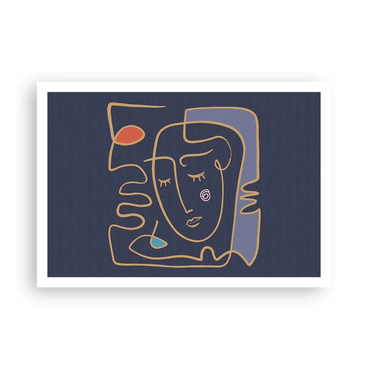 Affiche - Poster - Portrait de visage abstrait dans un style minimaliste - 100x70cm - En réflexion - Décoration murale moderne pour le salon et la chambre ARTTOR