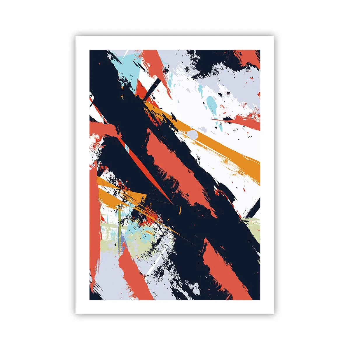 Affiche - Poster - Composition abstraite avec des coups de pinceau dynamiques. - 50x70cm - Composition dynamique - Décoration murale moderne pour le salon et la chambre ARTTOR