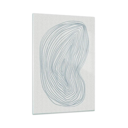 Impression sur verre - Image sur verre - Motif de vague abstrait en bleu délicat - 70x100cm - Une goutte de sourire - Décoration murale moderne pour le salon et la chambre ARTTOR