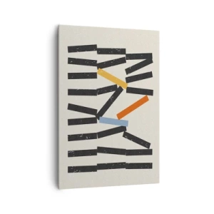 Impression sur toile - Image sur toile - Composition abstraite avec des rectangles colorés et noirs - 70x100cm - Dominos – composition - Décoration murale moderne pour le salon et la chambre ARTTOR