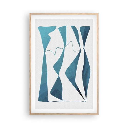 Affiche dans un chêne clair - Poster - Abstraction : composé turquoise - 61x91 cm