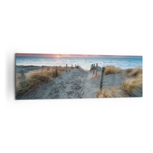 Impression sur toile - Image sur toile - Chemin menant à la plage au coucher du soleil - 160x50cm - Tu as versé l'éclat de l'arc-en-ciel sur les flots - Décoration murale moderne pour le salon et la chambre ARTTOR