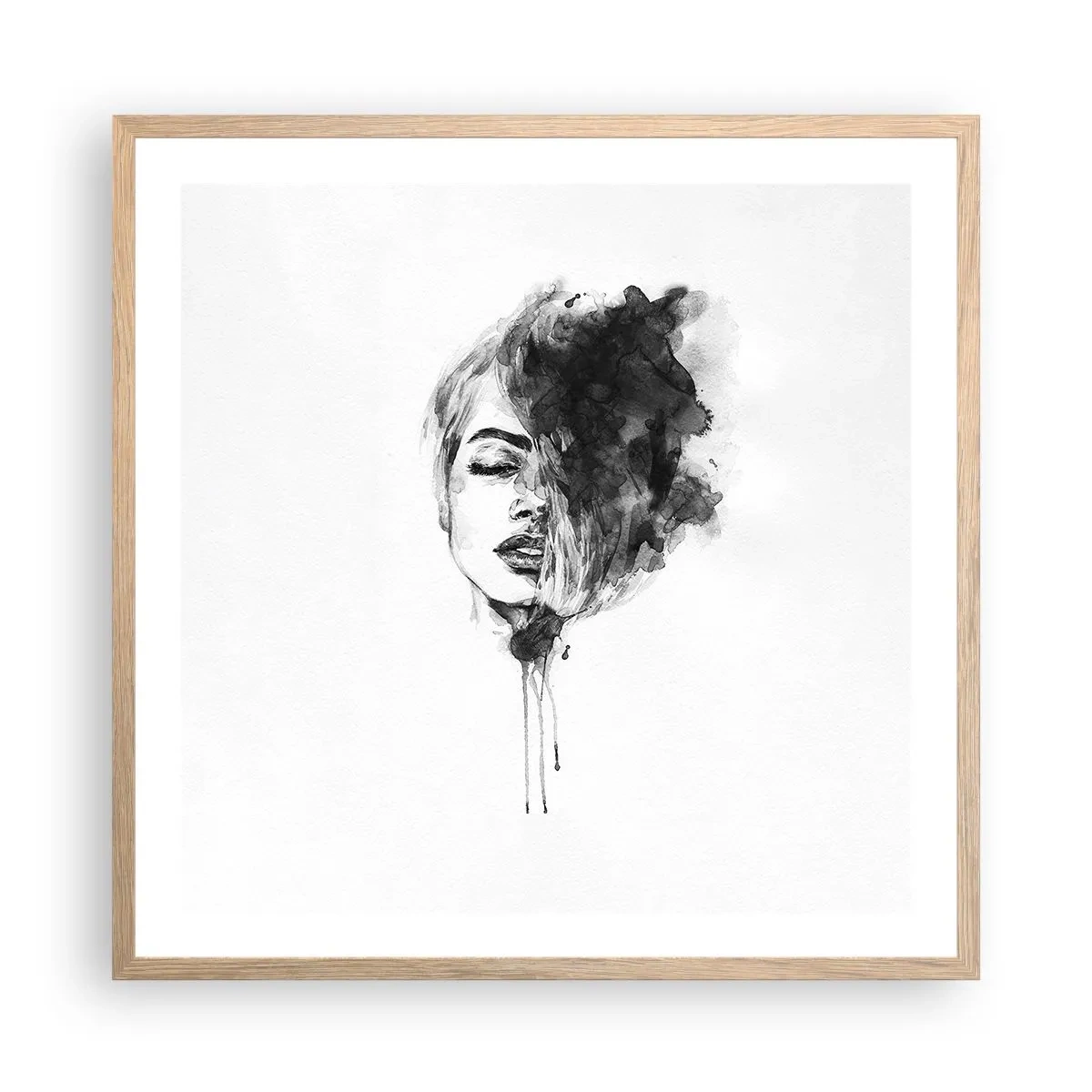 Affiche dans un chêne clair - Poster - De quoi rêve la fille - 60x60 cm