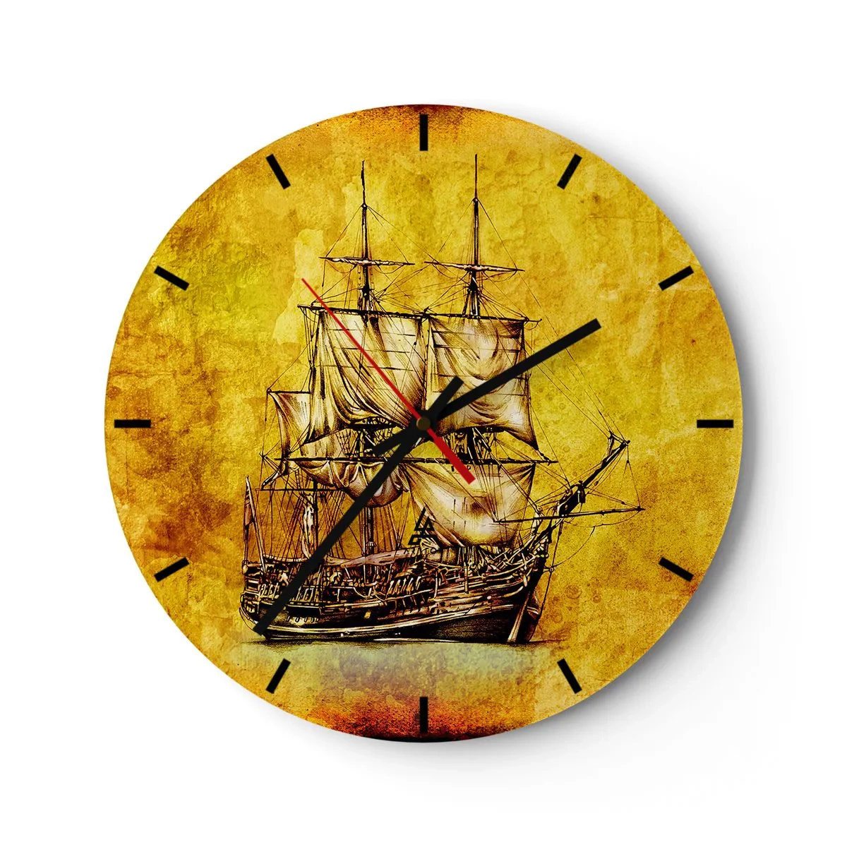 Horloge murale - Pendule murale - En direction de l'ile de la tortue ! - 40x40 cm