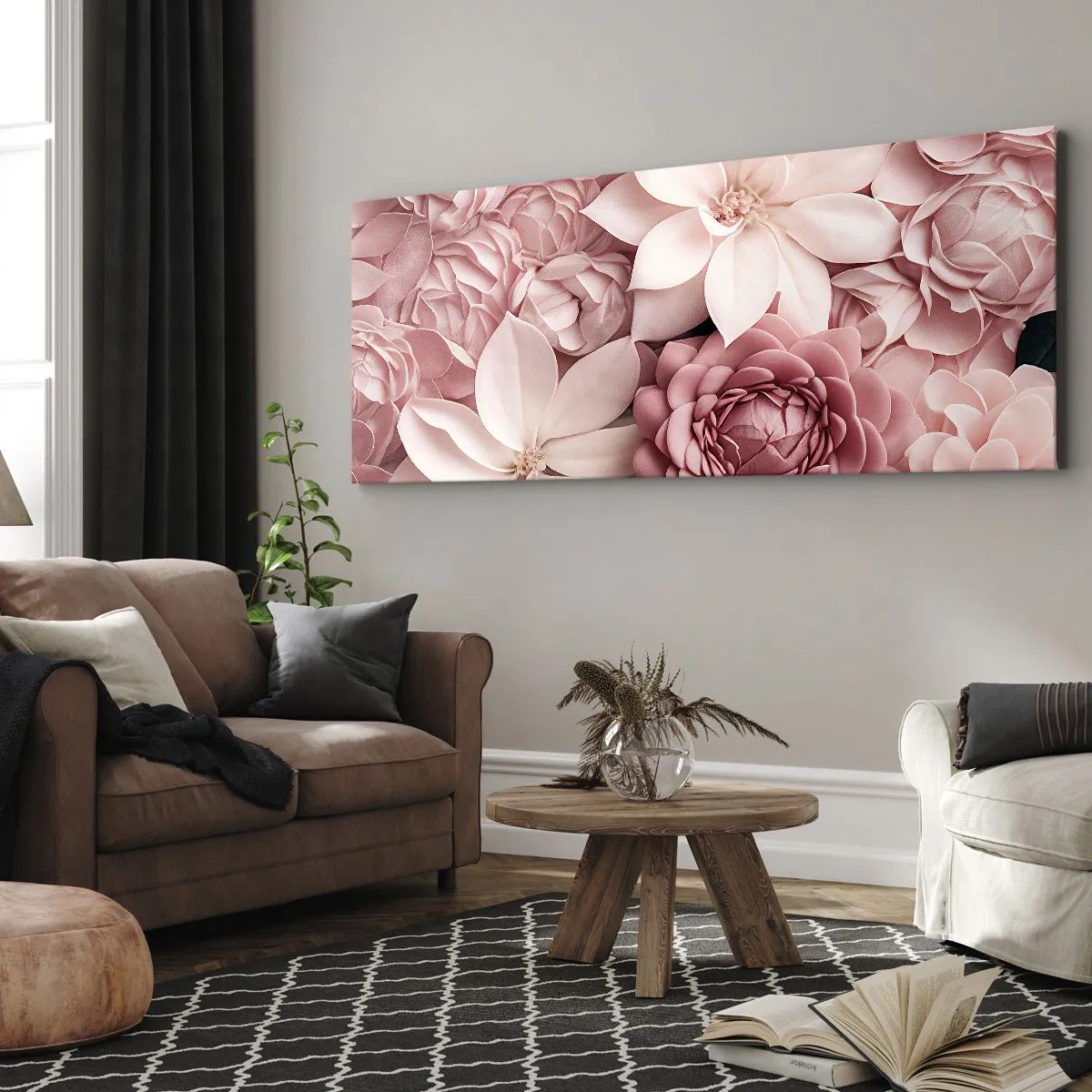 Impression sur toile - Image sur toile - Dans les pétales roses - 90x30 cm