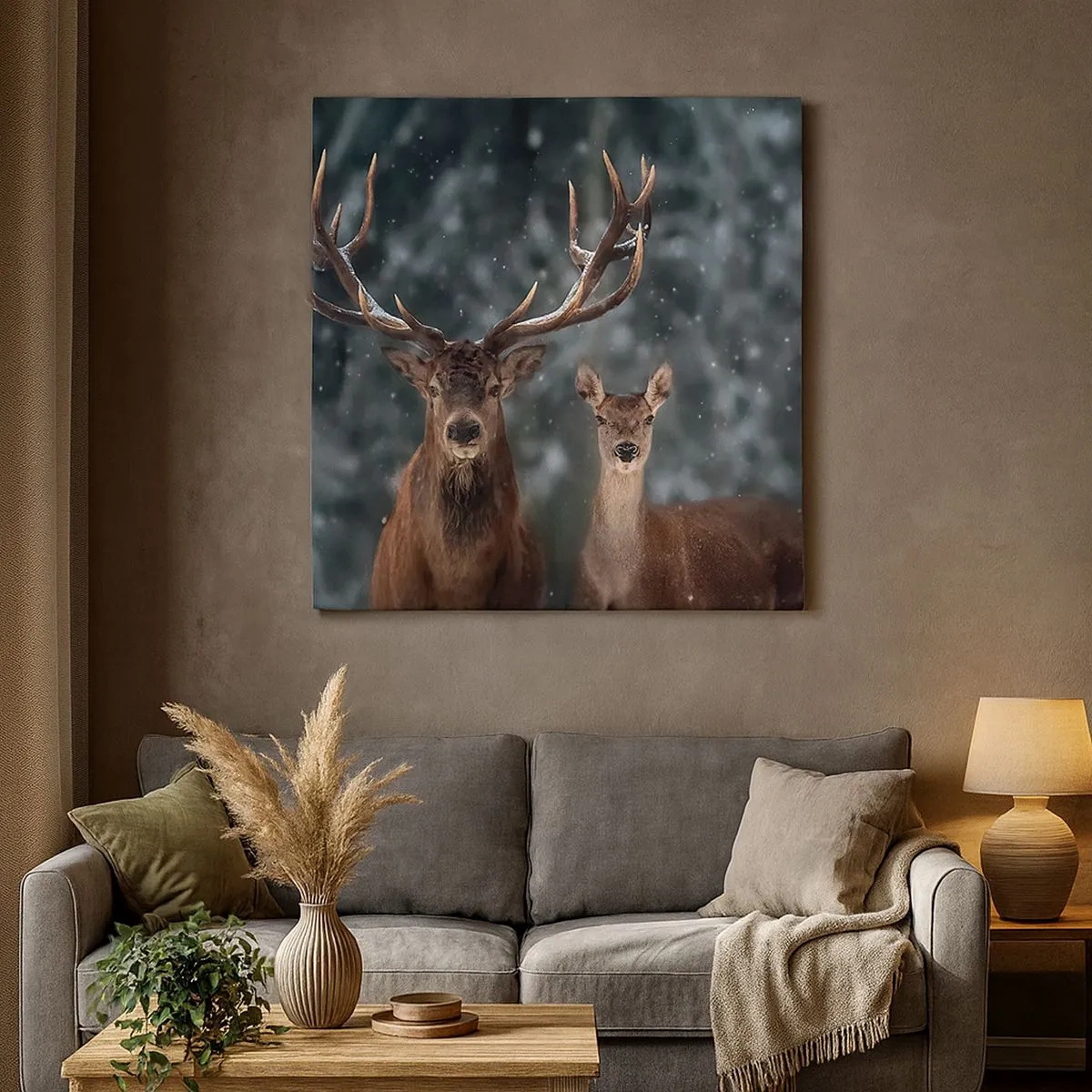 Impression sur toile - Image sur toile - Le roi de la forêt avec sa femme - 30x30 cm