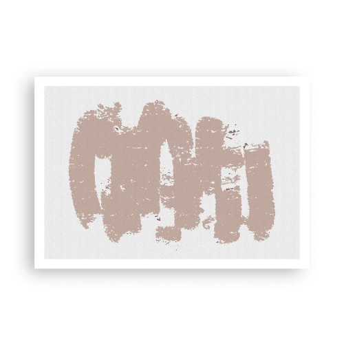 Affiche - Poster - Formes roses douces sur fond clair - 100x70cm - Abstraction en rose tendre - Décoration murale moderne pour le salon et la chambre ARTTOR