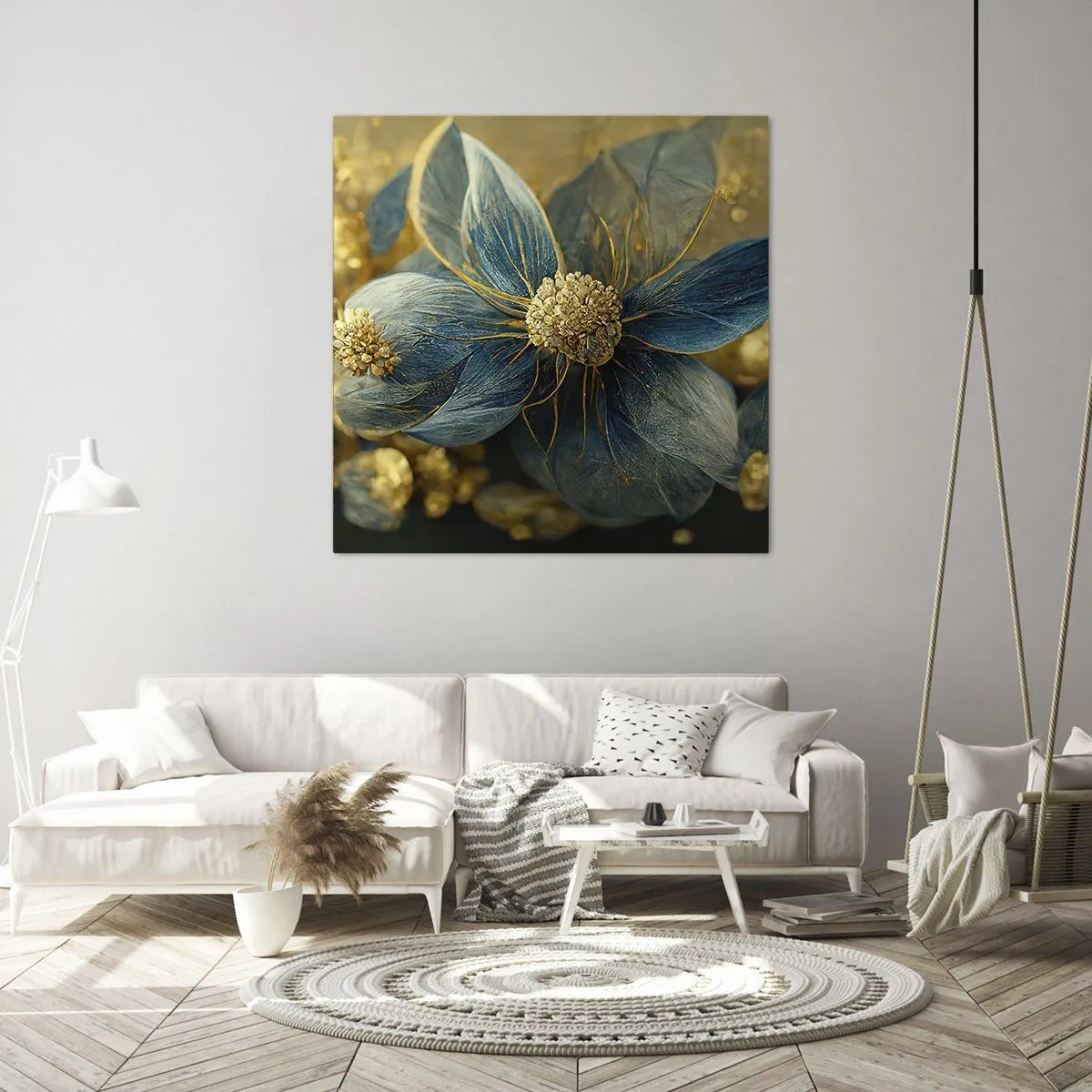 Impression sur toile - Image sur toile - Fleurir avec de l'or - 30x30 cm