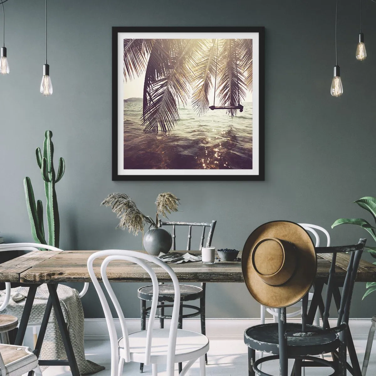 Affiche dans un cadre noir - Poster - Vous pouvez vous balancer dans les nuages ​​à volonté - 50x50 cm