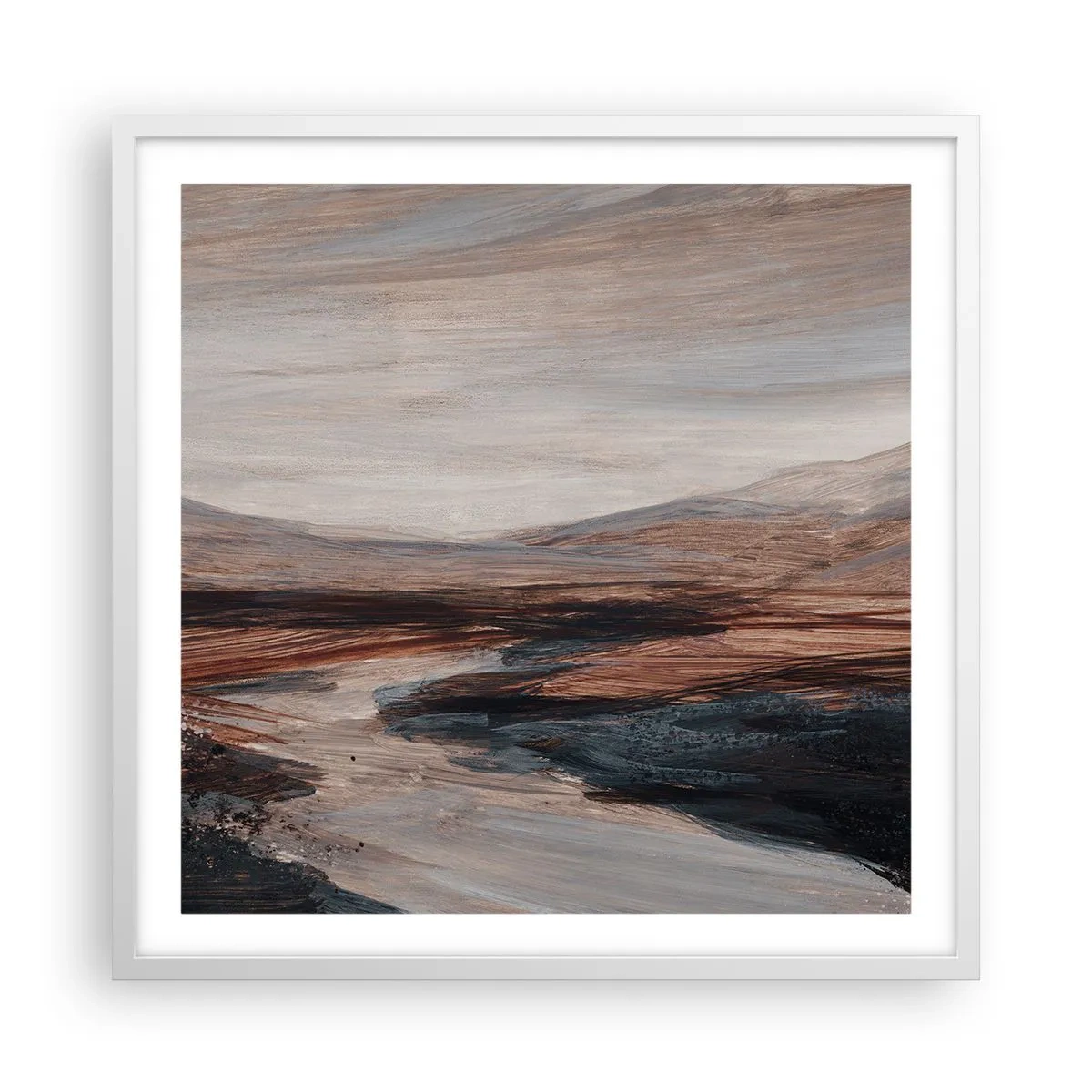 Affiche dans un cadre blanc - Poster - Une vallée tranquille - 60x60 cm