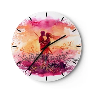 Horloge murale - Pendule murale - Une scène d'amour avec un couple aux couleurs aquarelles - 30x30cm - Un coeur! Je n'ai pas besoin de beaucoup… - Décoration murale moderne pour le salon, la cuisine et la chambre ARTTOR