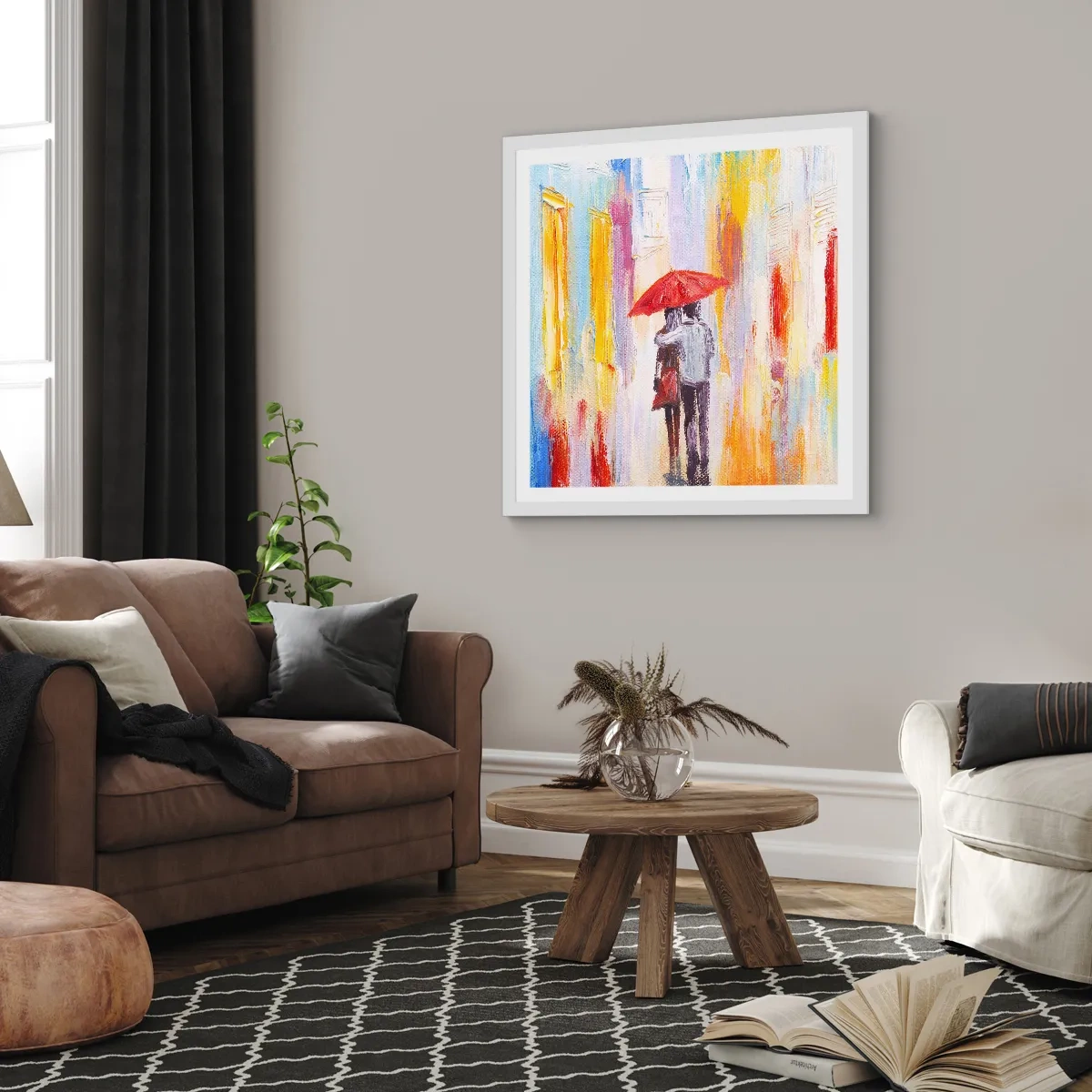 Affiche dans un cadre blanc - Poster - Qu'il pleuve encore - 50x50 cm