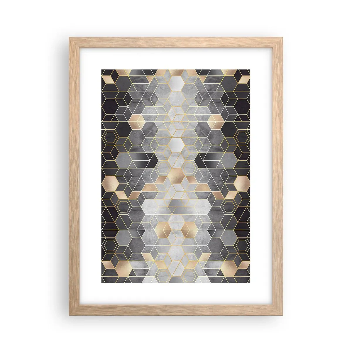Affiche dans un chêne clair - Poster - Composition de diamants - 30x40 cm