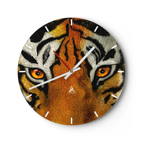 Horloge murale - Pendule murale - Gros plan sur le regard intense du tigre - 30x30cm - Terrible et beau - Décoration murale moderne pour le salon, la cuisine et la chambre ARTTOR
