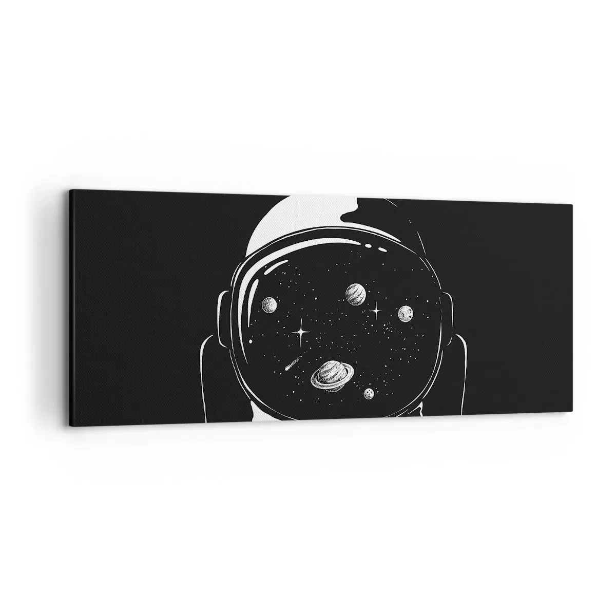 Impression sur toile - Image sur toile - Un casque d'astronaute minimaliste avec vue sur l'espace - 120x50cm - Sympa la vue - Décoration murale moderne pour le salon et la chambre ARTTOR