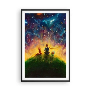 Affiche dans un cadre noir - Poster - Amour et amitié - le monde entier - 61x91 cm