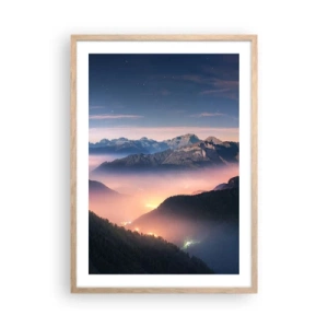 Affiche dans un chêne clair - Poster - Lumière dans les vallées - 50x70 cm