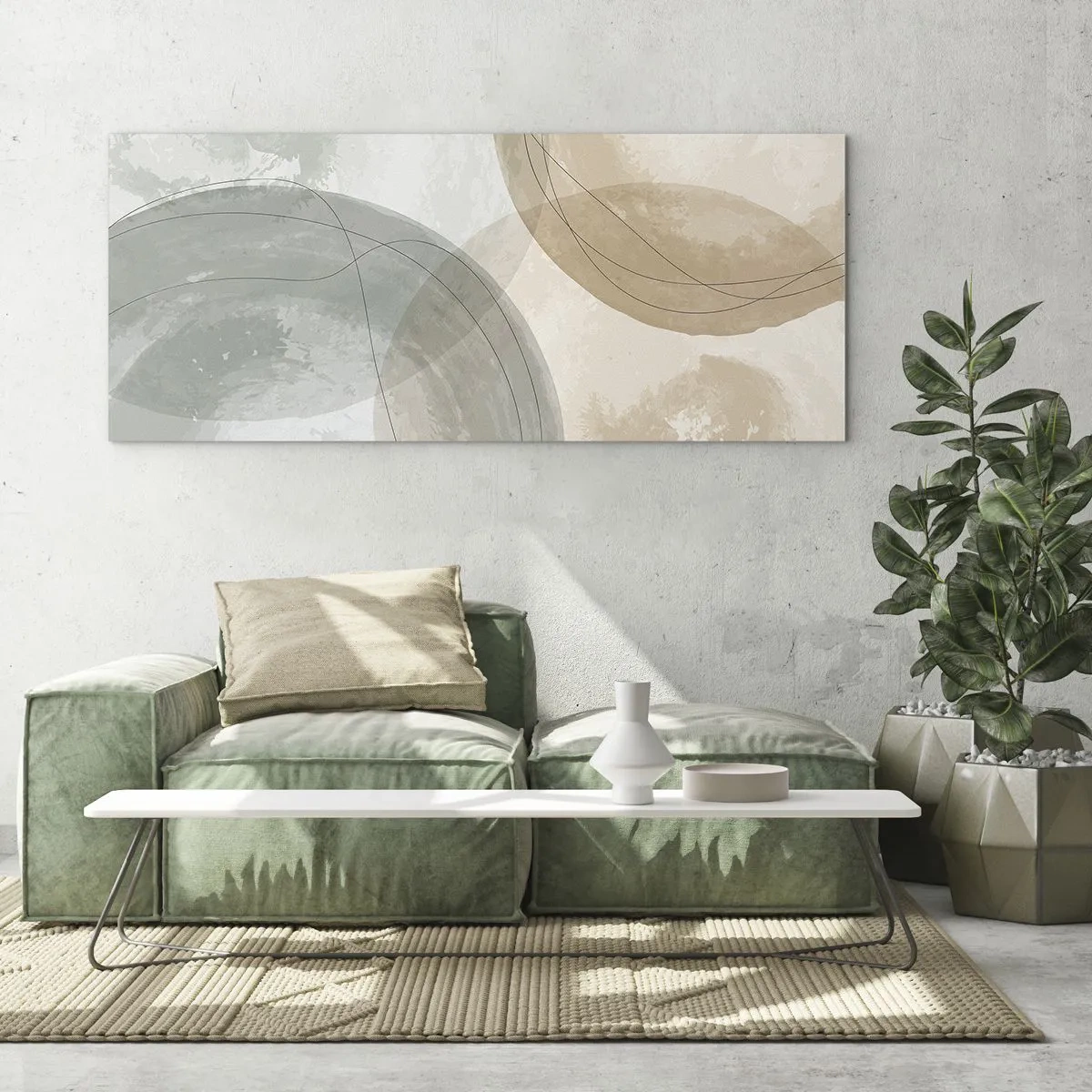 Impression sur verre - Image sur verre - Composition abstraite aux couleurs pastel avec des lignes - 120x50cm - Mondes pénétrants - Décoration murale moderne pour le salon et la chambre ARTTOR