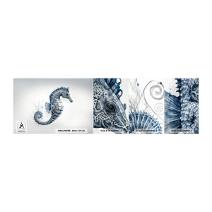 Échantillon de Papier Peint Autocollant Deluxe Sticker - Une subtile plaisanterie de la nature - hippocampe, Bord de mer, récif de corail - 100x30 cm