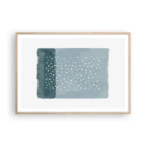 Affiche dans un chêne clair - Poster - Évolution de bleus - 100x70 cm