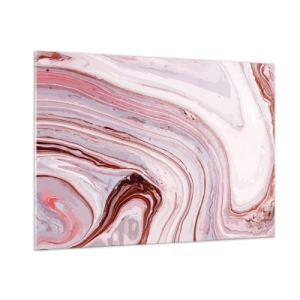 Impression sur verre - Image sur verre - Motif marbré dans les tons de rose et de marron - 100x70cm - Tout droit, puis tout en bas - Décoration murale moderne pour le salon et la chambre ARTTOR
