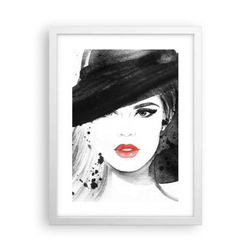 Affiche dans un cadre blanc - Poster - Dame en noir - 30x40 cm