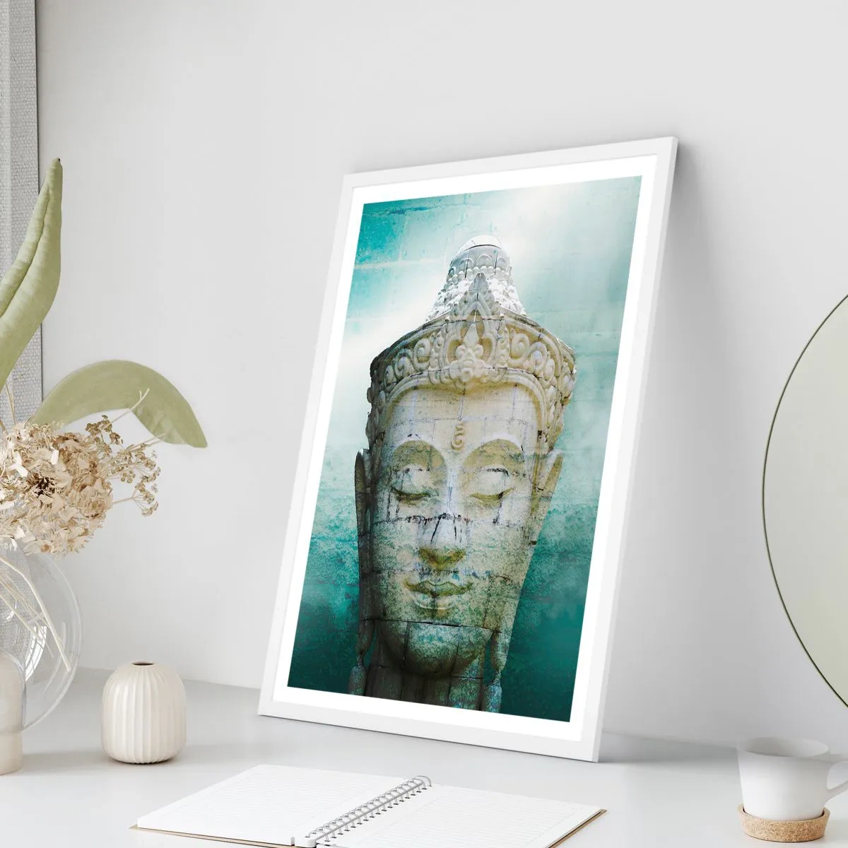 Affiche dans un cadre blanc - Poster - A la recherche de la lumière - 70x100 cm