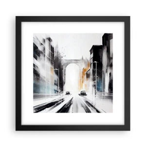 Affiche dans un cadre noir - Poster - Étude de ville : architecture et mouvement - 30x30 cm
