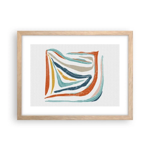 Affiche dans un chêne clair - Poster - Abstraction avec un sourire amical - 40x30 cm