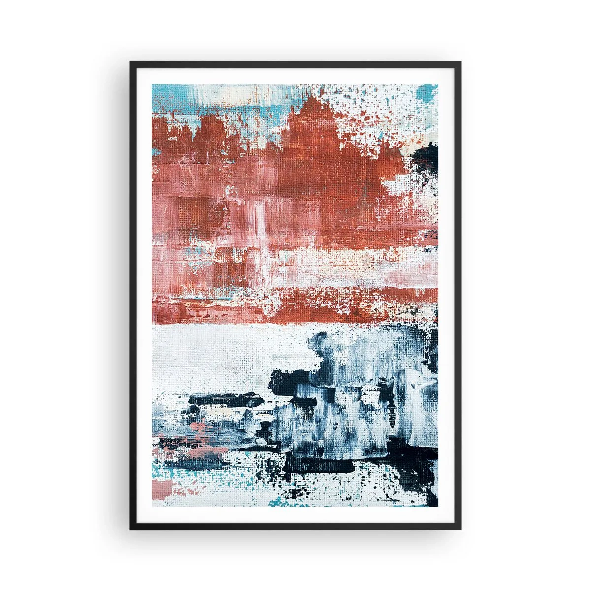 Affiche dans un cadre noir - Poster - Moitié-moitié abstrait - 70x100 cm