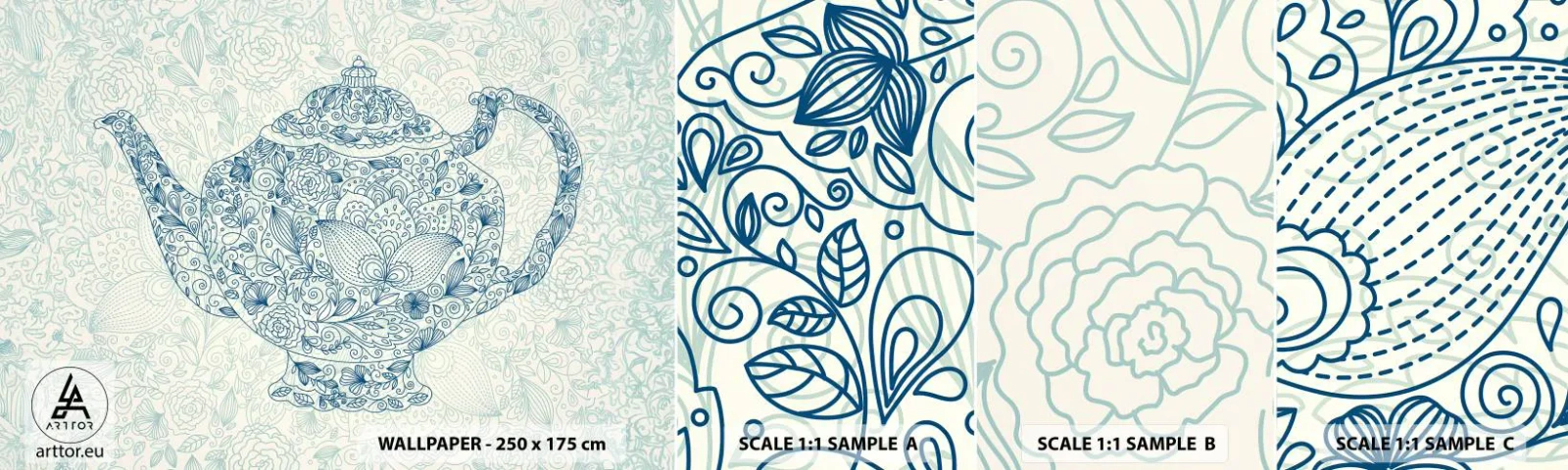 Échantillon De Papier Peint Standard Eco - Le charme du thé - Lanceur, Thé, Cuisine - 100x30 cm