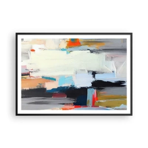 Affiche dans un cadre noir - Poster - Abstraction colorée avec des coups de pinceau dynamiques - 100x70cm - Y a-t-il une méthode ? - Décoration murale moderne pour le salon et la chambre ARTTOR