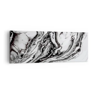 Impression sur toile - Image sur toile - Motif de marbre abstrait en noir et blanc - 140x50cm - Au début, c'était le chaos - Décoration murale moderne pour le salon et la chambre ARTTOR