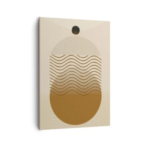 Impression sur toile - Image sur toile - Abstraction géométrique avec des cercles et des lignes ondulées aux couleurs chaudes. - 50x70cm - Sur l'origine des figures géométriques - Décoration murale moderne pour le salon et la chambre ARTTOR