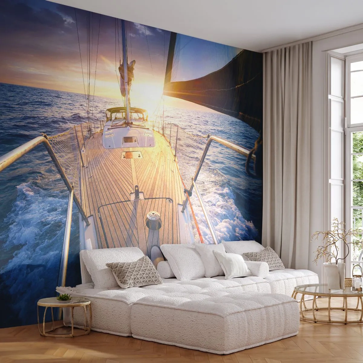 Papier Peint Photo Standard Eco - Courir sur les vagues - Voilier, Mer, voile - 400x280 cm