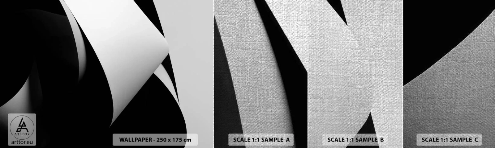 Échantillon de Papier Peint Premium Canvas - Plans de lumière venus des profondeurs de l'ombre - 3D, Tamisé, Formes - 100x30 cm