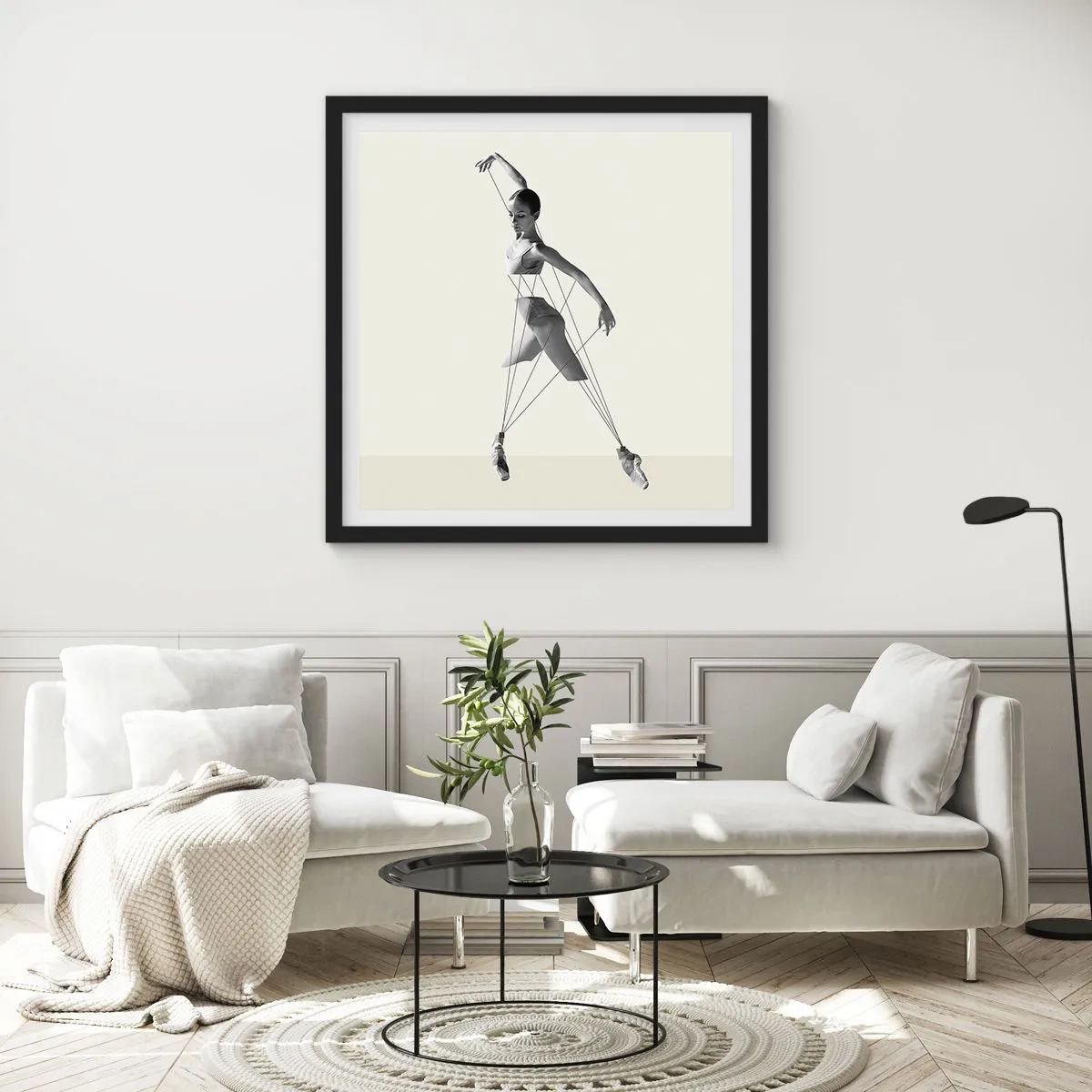 Affiche dans un cadre noir - Poster - Dans le théatre de la vie - 60x60 cm