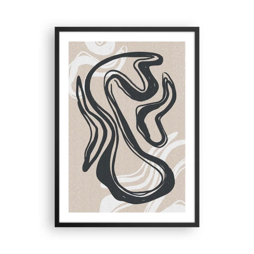 Affiche dans un cadre noir - Poster - Ligne abstraite sur fond beige - 50x70cm - Expression multipliée - Décoration murale moderne pour le salon et la chambre ARTTOR